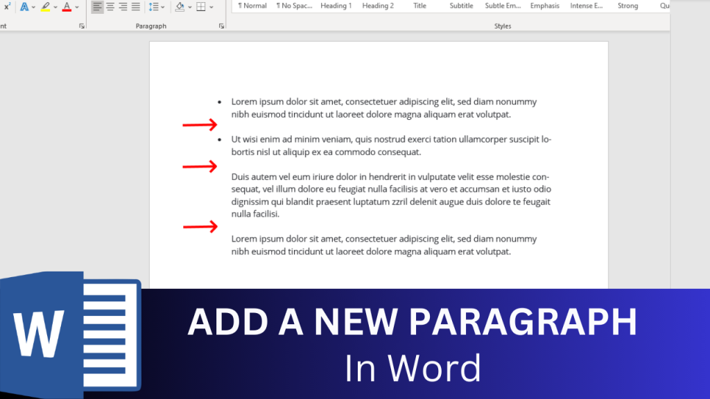 How to Add a new paragraph in word