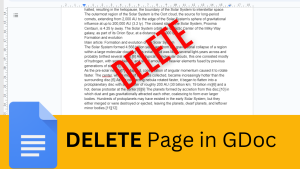 How to delete page in Google doc