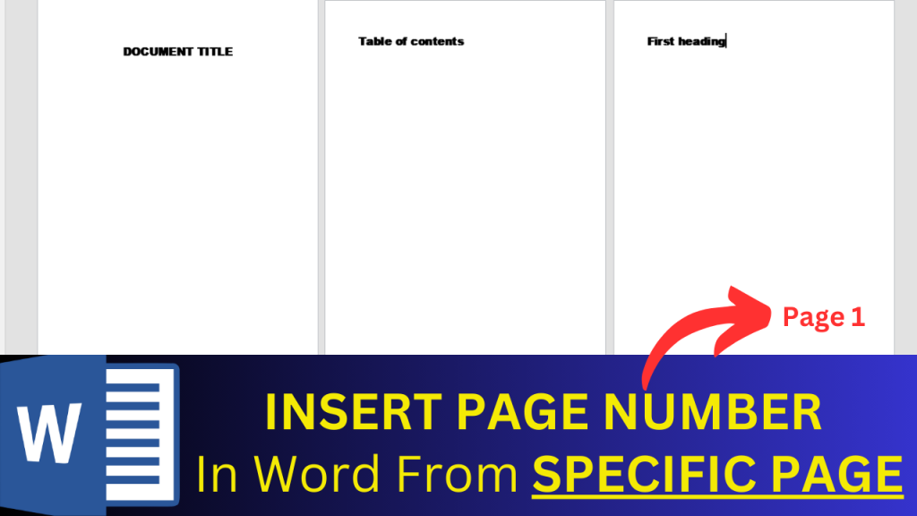 How to Insert page number From a Specific Page in Word