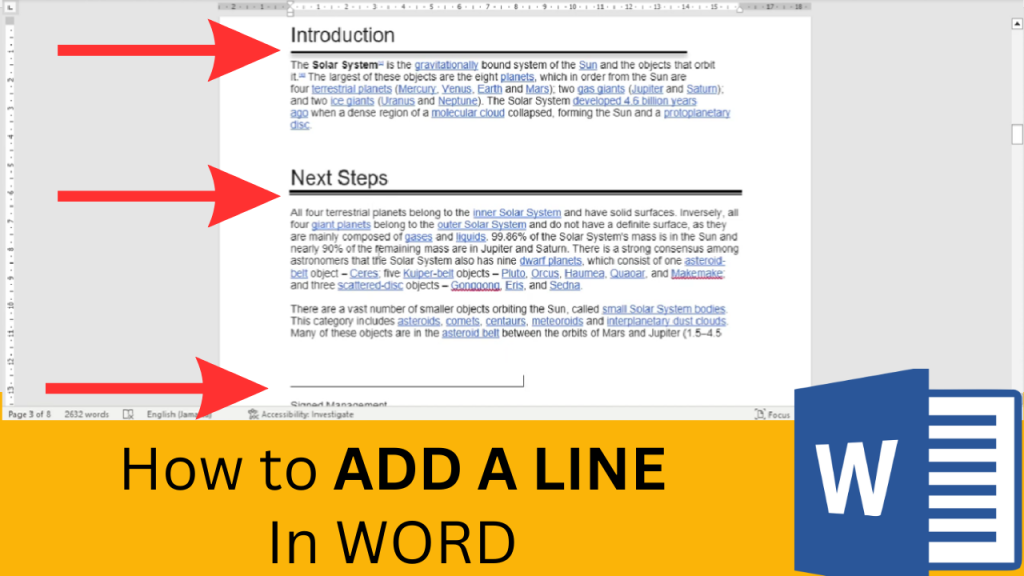 How to add a line in word